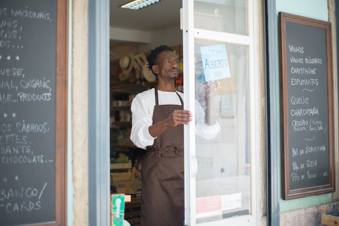 Small business owner managing their storefront
